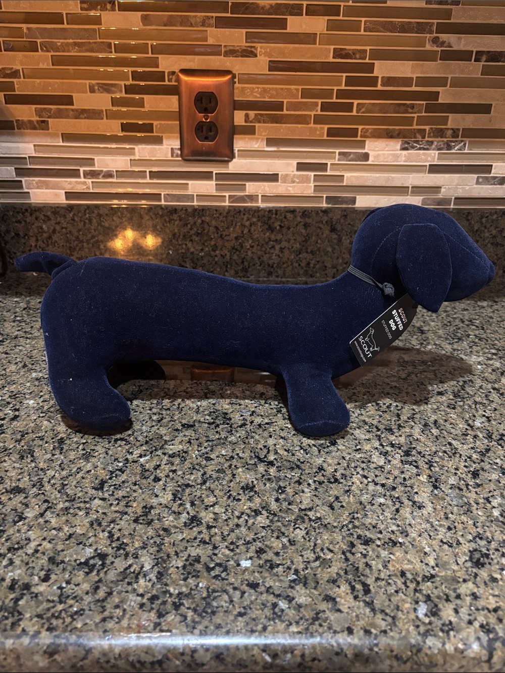Scout Navy Plush Dachshund pillow